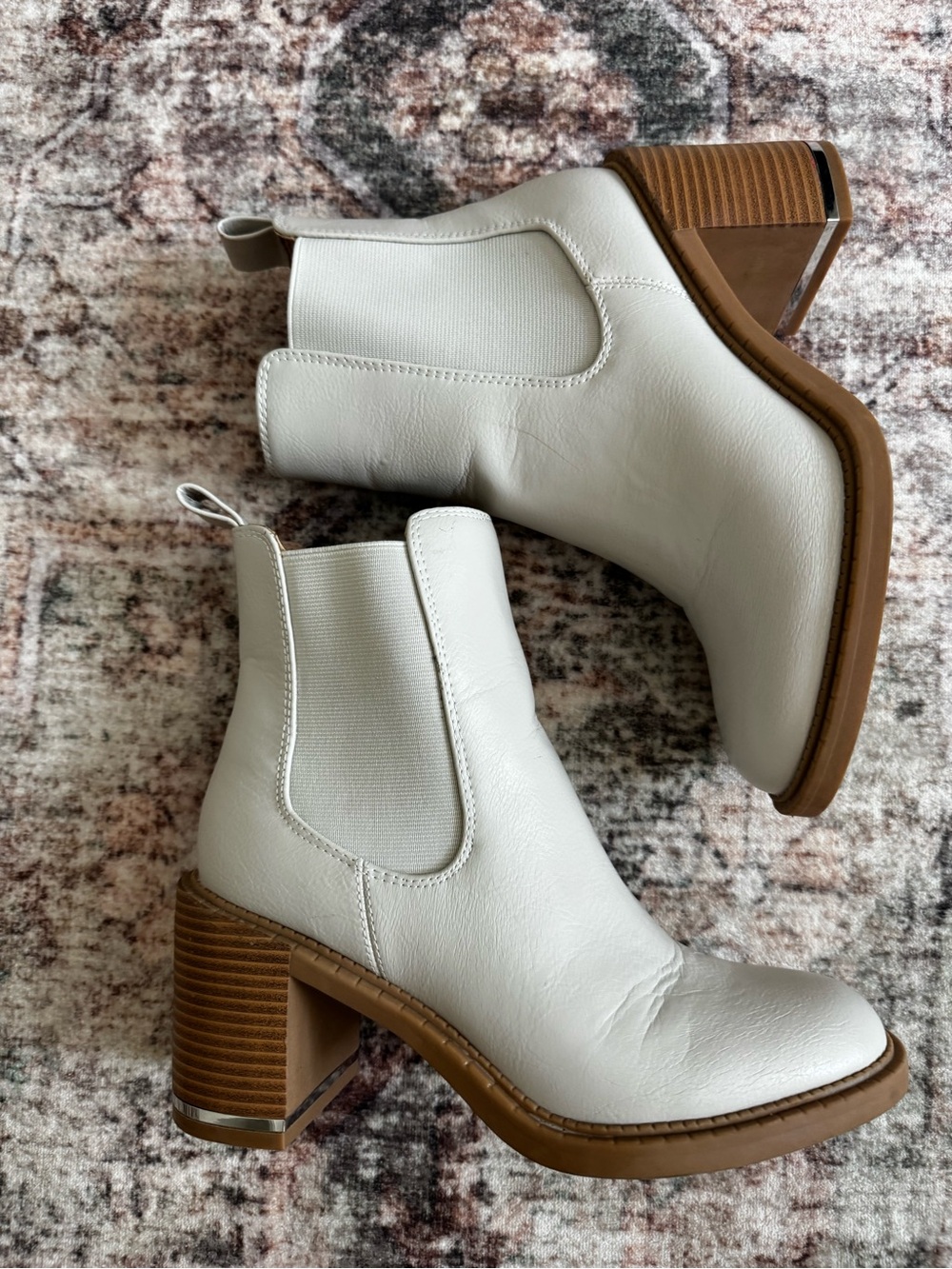 BCBG stone leather Chelsea Block Heel Boots